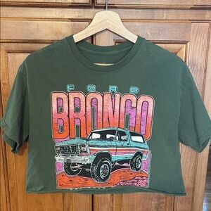 Junk Food Clothing Green Bronco Off-Road Ready Graphic Crop Tee